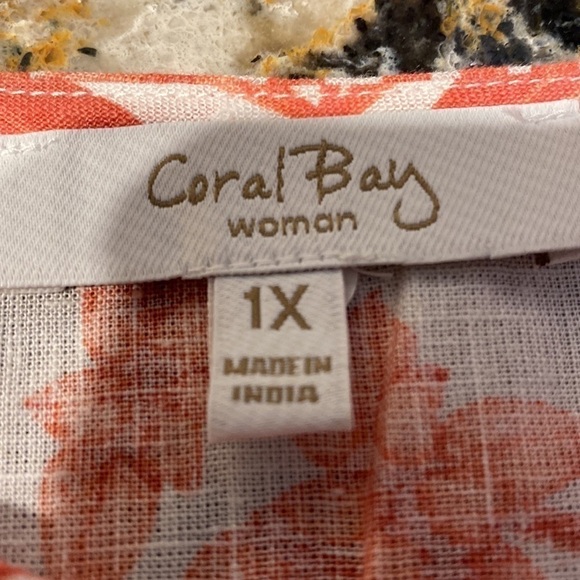 Q womens Coral Bay casual floral 3/4 sleeve plus size top 1X - Picture 4 of 4